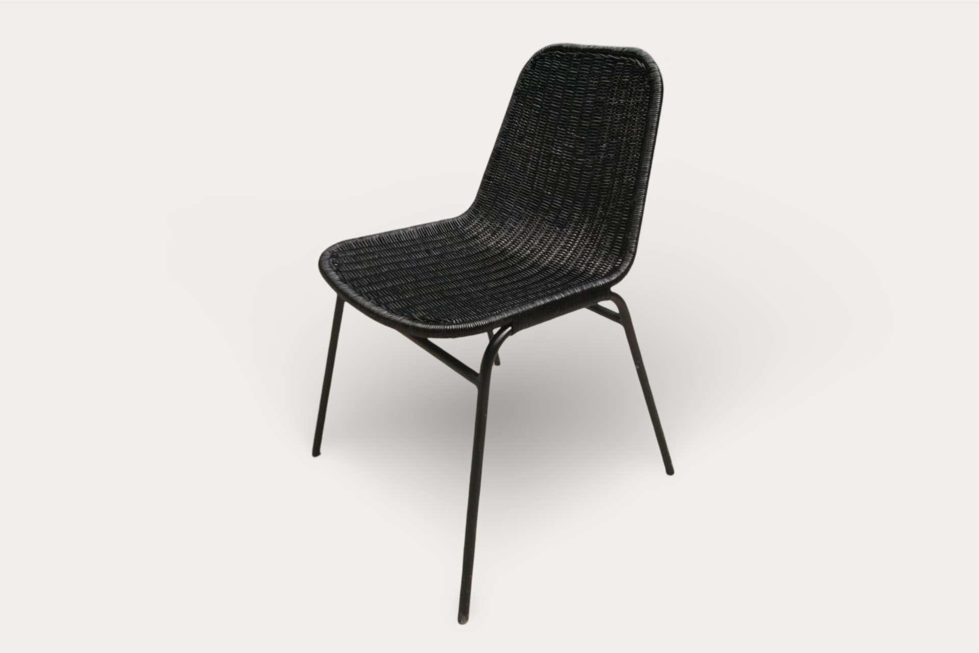 Basket wicker dining chair - Black