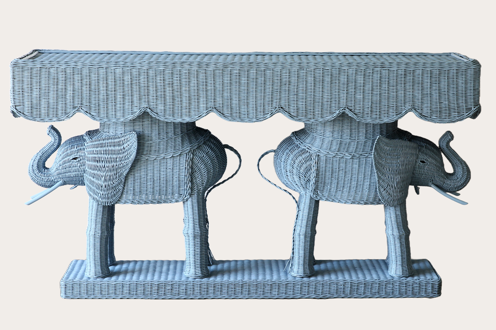 Jelani Elephant Console made from woven wicker and rattan