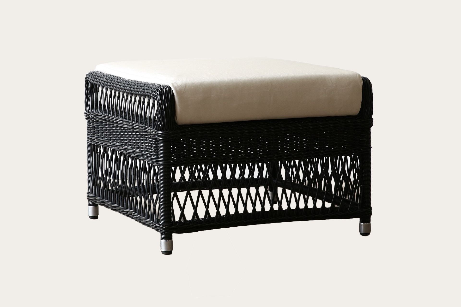 Lauren Outdoor Ottoman. Black