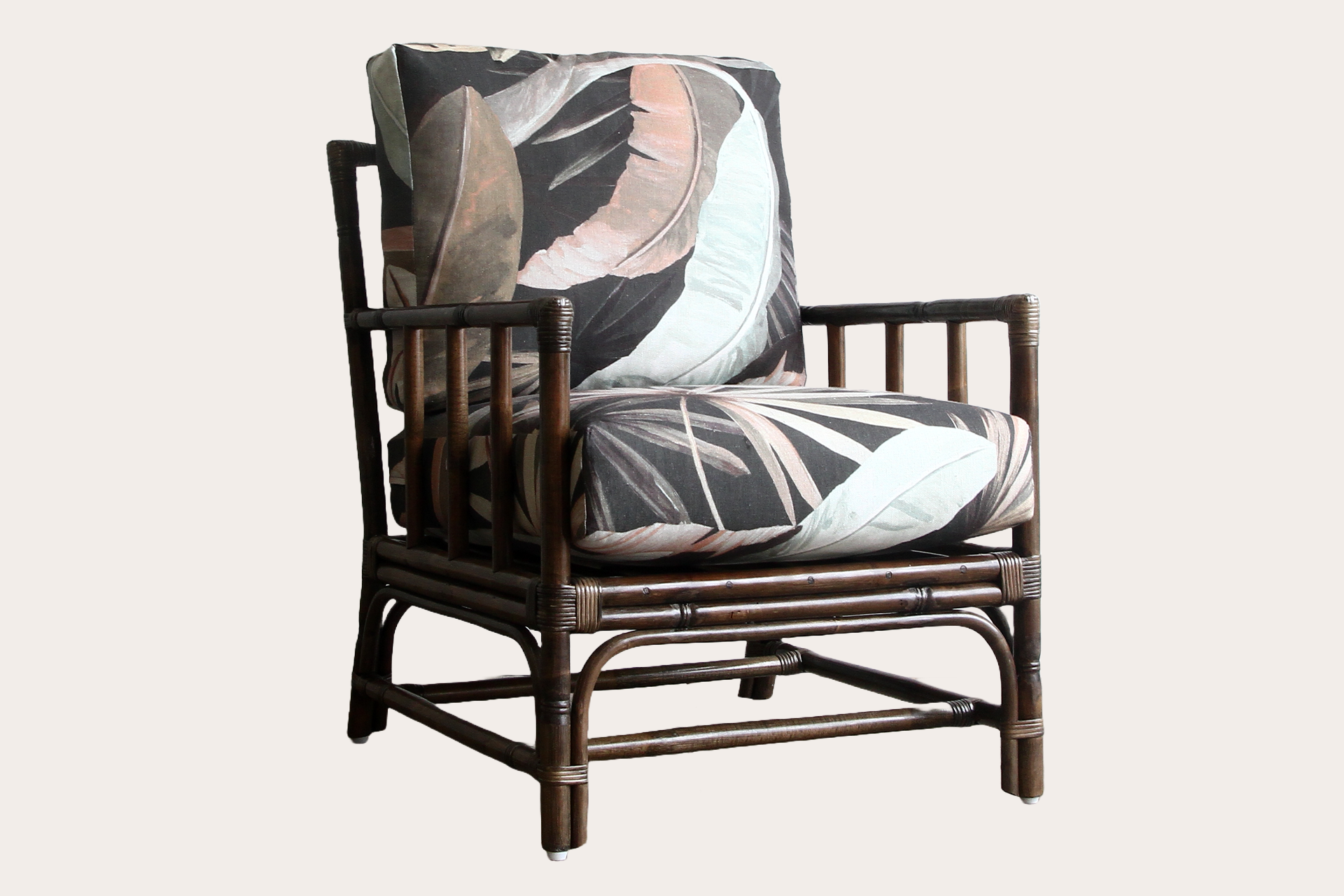 Rattan armchair carved bamboo