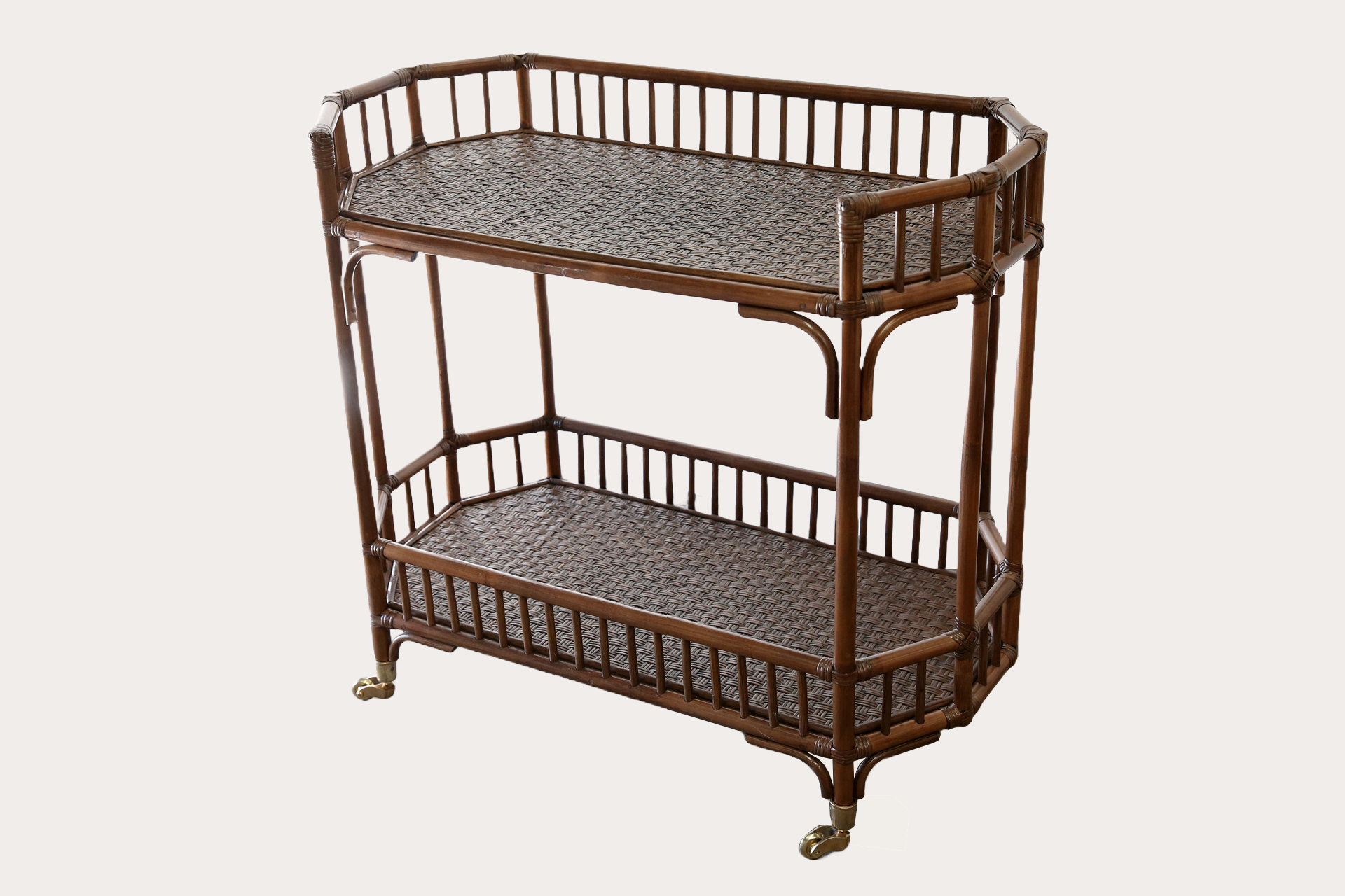 Singapore Sling Rattan Bar Cart. Brown Wash