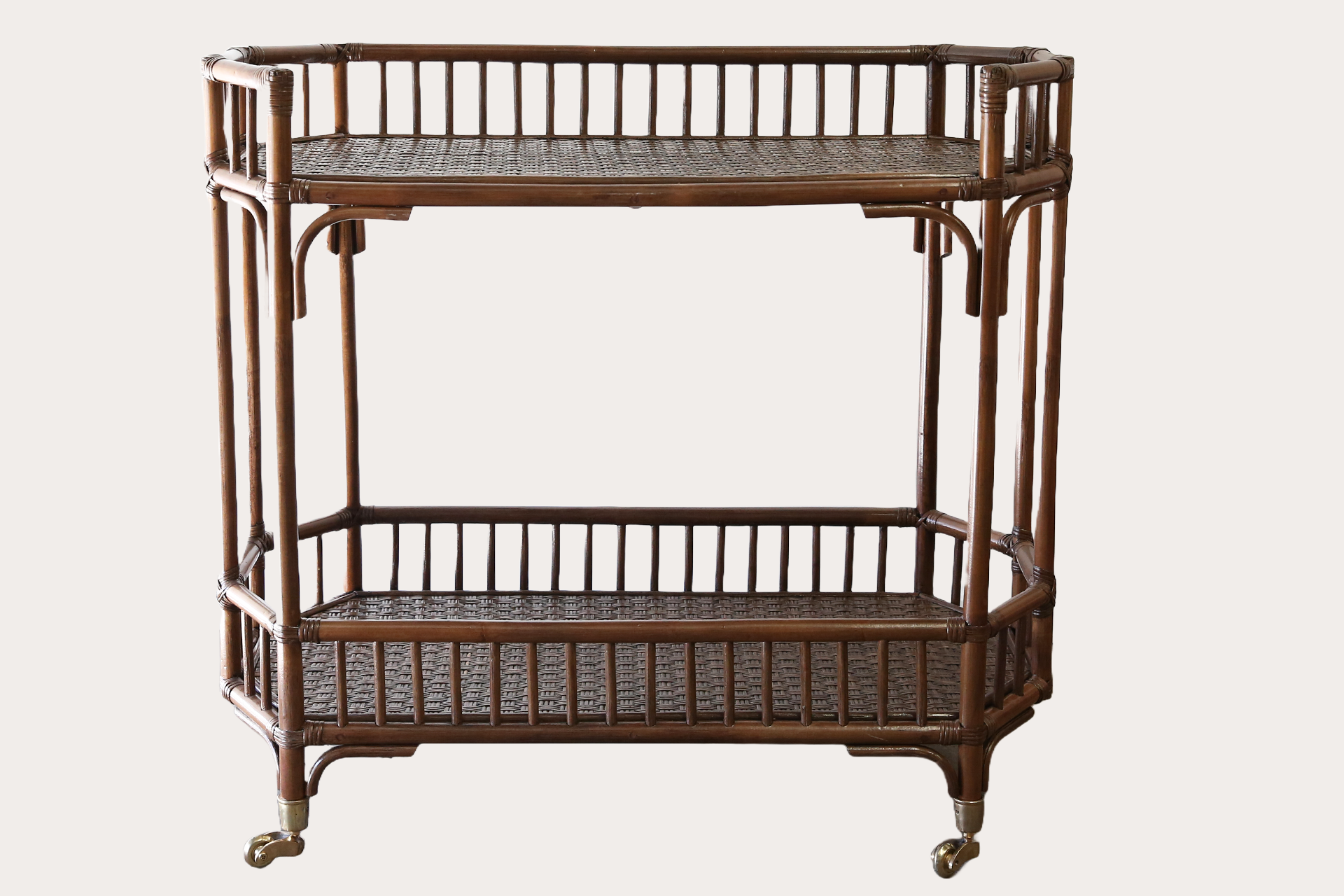 Singapore Sling Rattan Bar Cart. Brown Wash