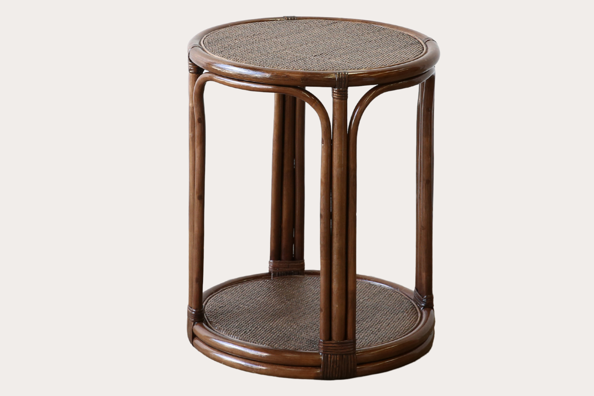 Cuban Round Side Table. Brown Wash